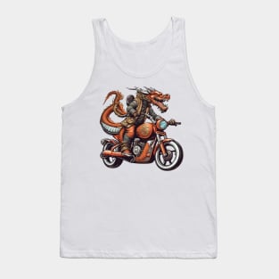 Cool Dragon Riding Vintage Motorcycle Tank Top